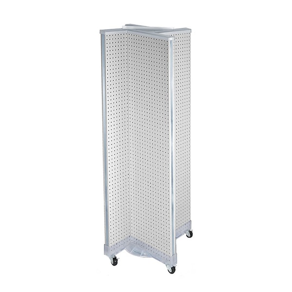 Azar Displays Pinwheel Pegboard Floor Display on Wheeled Base. Panel Size: 16''W x 60''H 700421-WHT - main